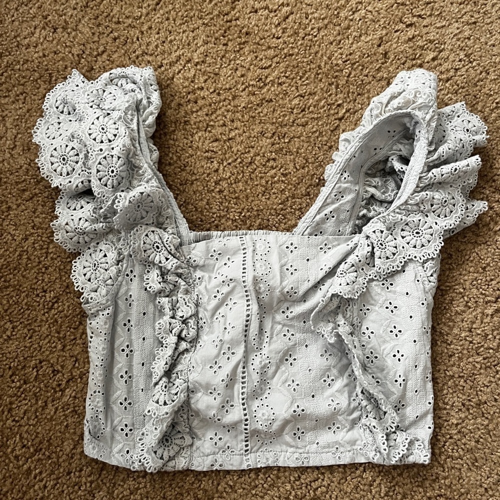 Altar’d state baby blue crop top